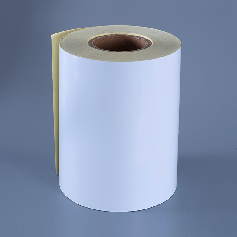 ملصق ذاتي اللصق من فيلم البوليستر الأبيض اللامع 50mic مع لاصق قابل للإزالة مقاوم للكحول ومقاوم لدرجات الحرارة العالية